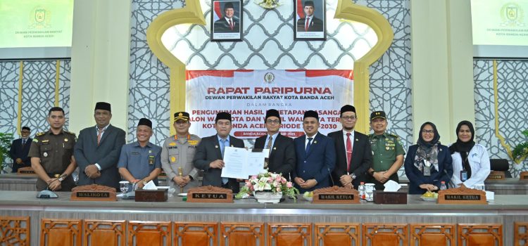 DPRK Gelar Paripurna Hasil Penetapan Pasangan Calon Wali Kota dan Wakil Wali Kota Banda Aceh Periode 2025-2030